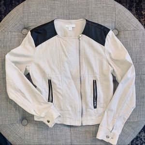 Linen/Faux Leather Jacket